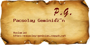 Pacsolay Geminián névjegykártya